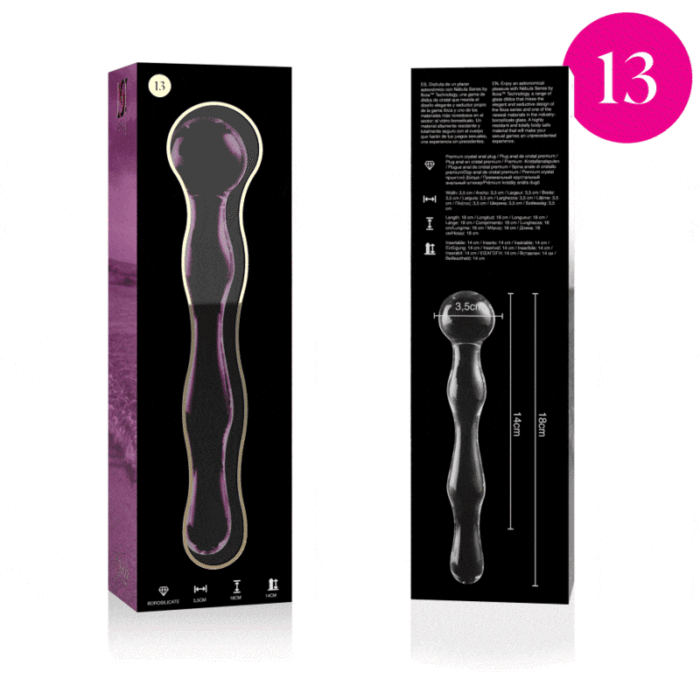 Klaasist dildo MODEL 13 18x3.5 cm (roosa) - Lovex Erootikapood