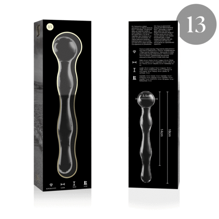 Klaasist dildo MODEL 13 18x3.5 cm (läbipaistev) - Lovex Erootikapood