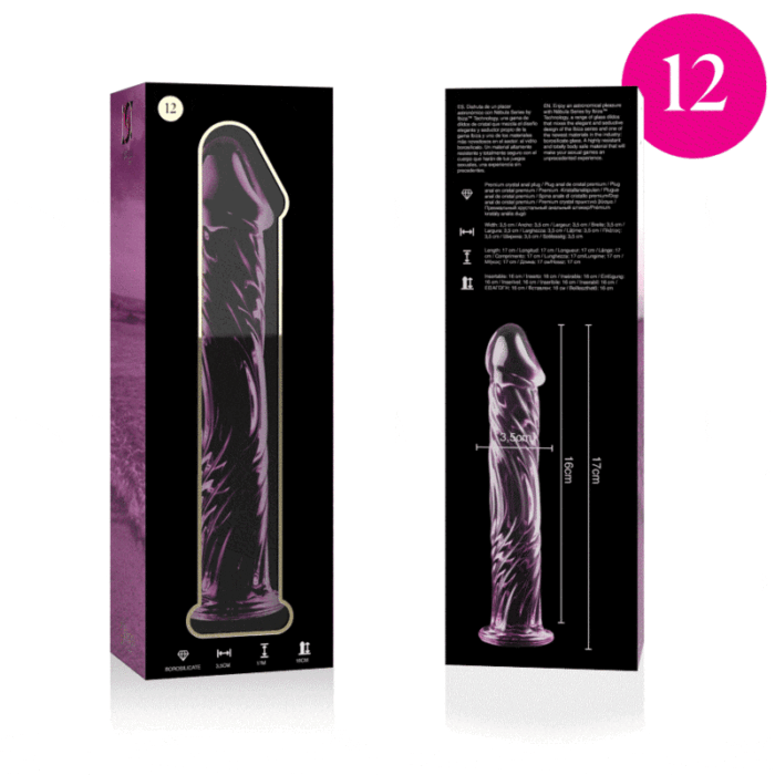 Klaasist dildo MODEL 12 17x3.5 cm (roosa) - Lovex Erootikapood