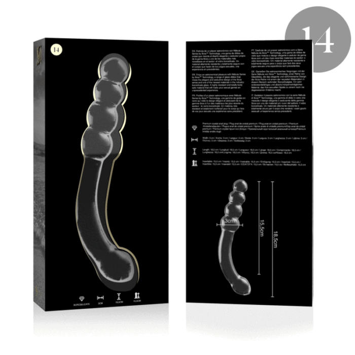 Klaasist dildo MODEL 14 18.5x3 cm (läbipaistev) - Lovex Erootikapood