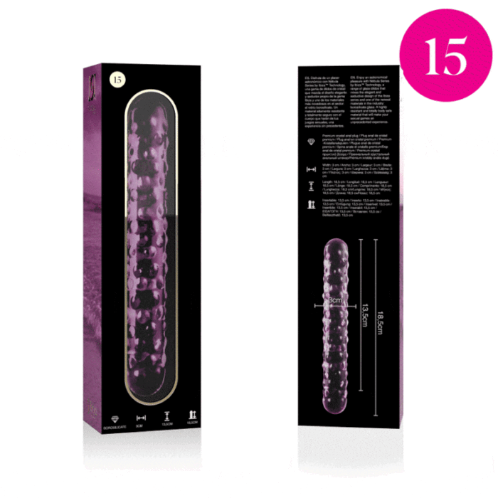 Klaasist dildo MODEL 15 18.5x3 cm (roosa) - Lovex Erootikapood