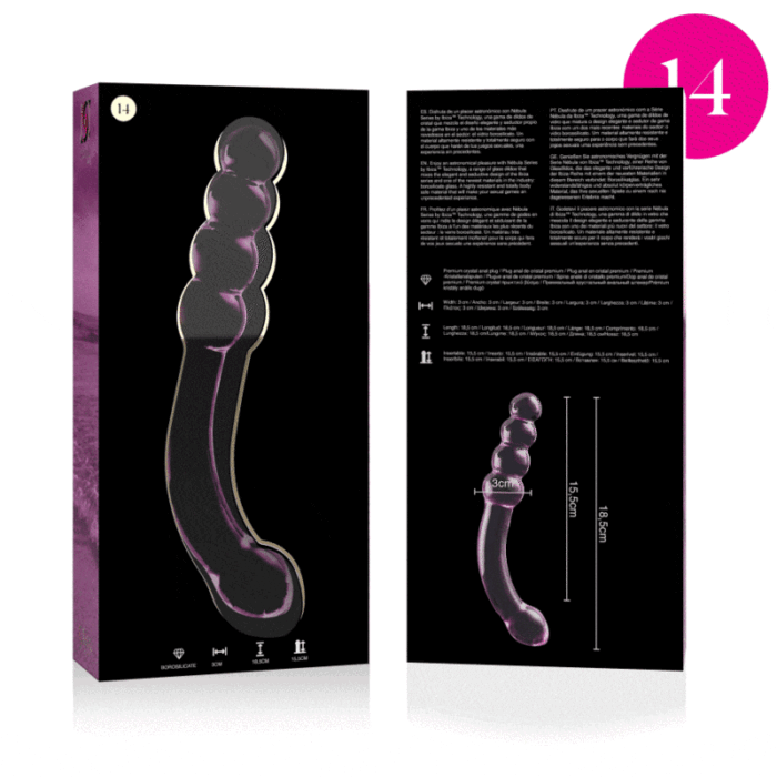 Klaasist dildo MODEL 14 18.5x3 cm (roosa) - Lovex Erootikapood