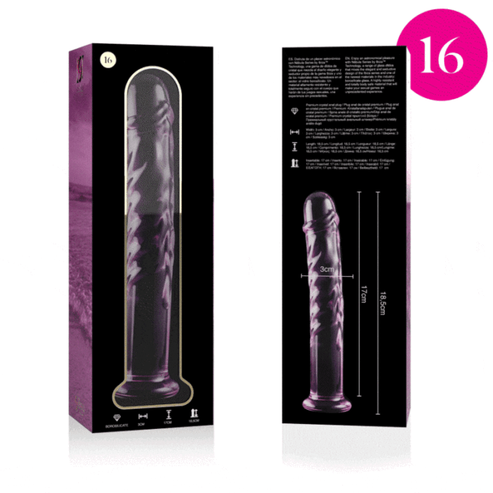 Klaasist dildo MODEL 16 18.5x3 cm (roosa) - Lovex Erootikapood