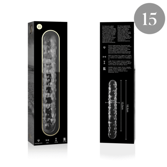 nebula series by ibiza - model 15 dildo borosilicate glass clear 18.5 cm -o- 3 cm - Lovex Erootikapood