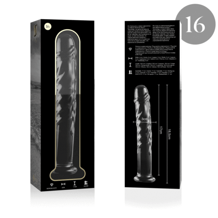 Klaasist dildo MODEL 16 18.5x3 cm (läbipaistev) - Lovex Erootikapood