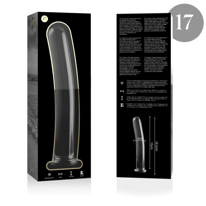 Klaasist dildo MODEL 17 18.5x3 cm (läbipaistev) - Lovex Erootikapood