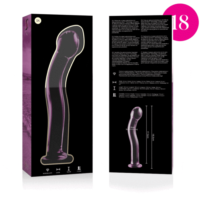 Klaasist dildo MODEL 18 18.5x3.5 cm (roosa) - Lovex Erootikapood