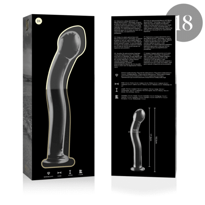 Klaasist dildo MODEL 18 18.5x3.5 cm (läbipaistev) - Lovex Erootikapood