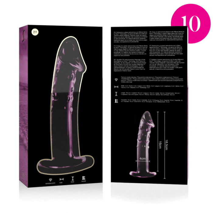 Klaasist dildo MODEL 19 18.5x4 cm (roosa) - Lovex Erootikapood