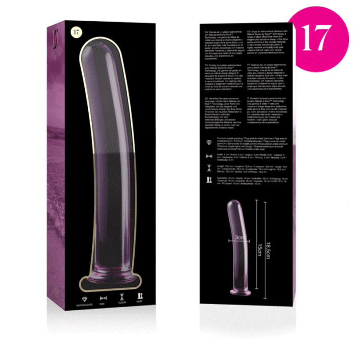 Klaasist dildo MODEL 17 18.5x3 cm (roosa) - Lovex Erootikapood