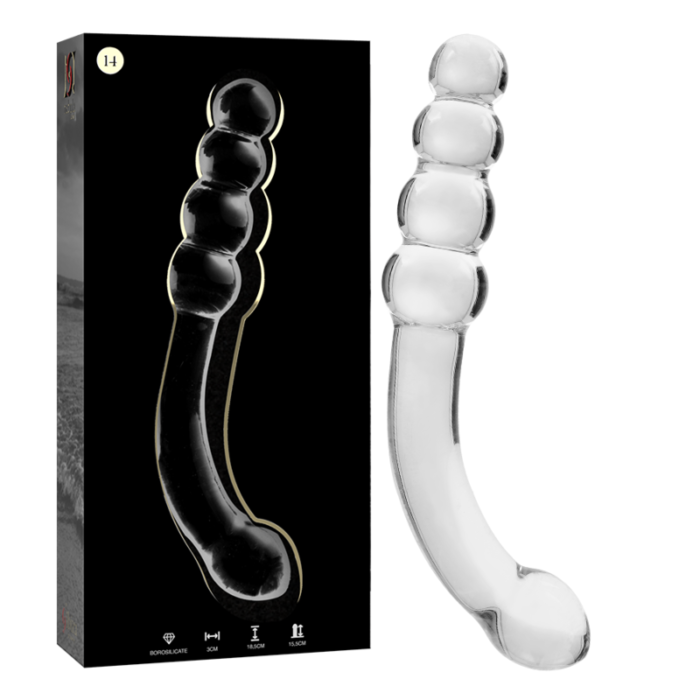 Klaasist dildo MODEL 14 18.5x3 cm (läbipaistev) - Lovex Erootikapood