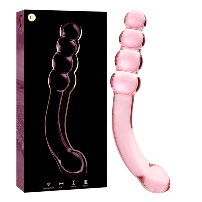 Klaasist dildo MODEL 14 18.5x3 cm (roosa) - Lovex Erootikapood