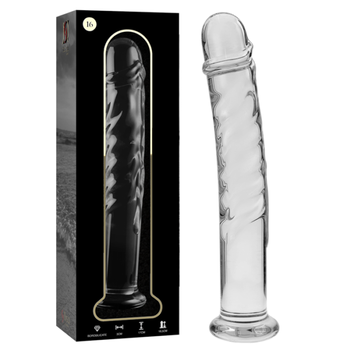 Klaasist dildo MODEL 16 18.5x3 cm (läbipaistev) - Lovex Erootikapood