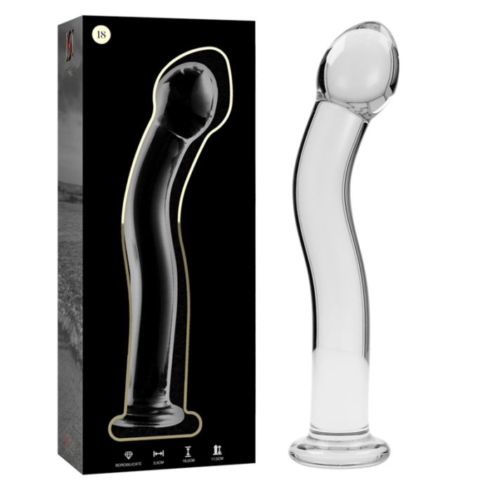 Klaasist dildo MODEL 18 18.5x3.5 cm (läbipaistev) - Lovex Erootikapood