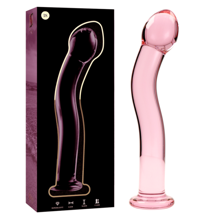 Klaasist dildo MODEL 18 18.5x3.5 cm (roosa) - Lovex Erootikapood