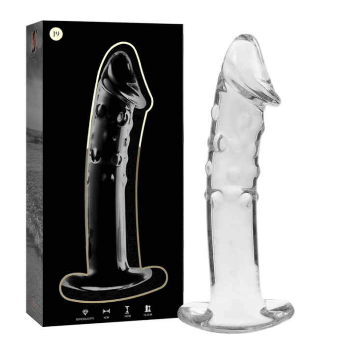 Klaasist dildo MODEL 19 18.5x4 cm (läbipaistev) - Lovex Erootikapood