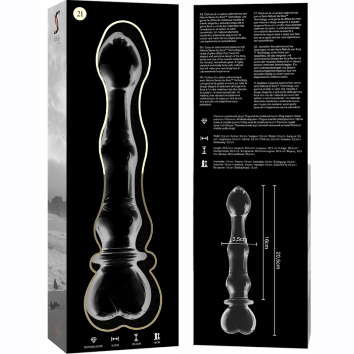 Klaasist dildo MODEL 21 20.5x3.5 cm (läbipaistev) - Lovex Erootikapood