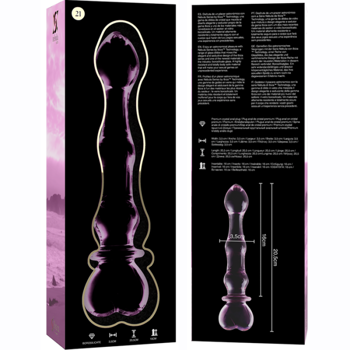 Klaasist dildo MODEL 21 20.5x3.5 cm (roosa) - Lovex Erootikapood