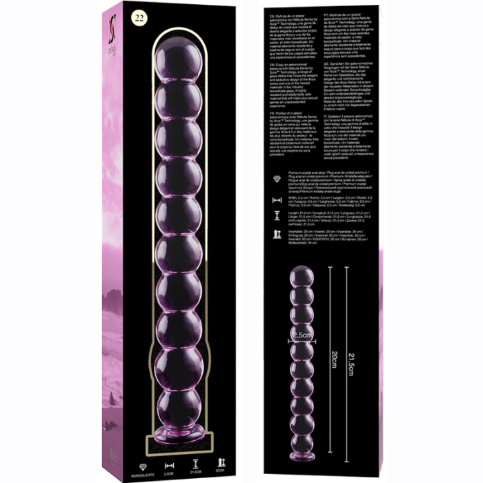 Klaasist dildo MODEL 22 21.5x2.5 cm (roosa) - Lovex Erootikapood