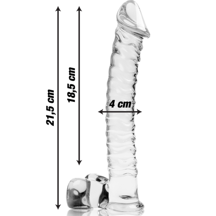 Klaasist dildo MODEL 23 21.5x4 cm (läbipaistev) - Lovex Erootikapood