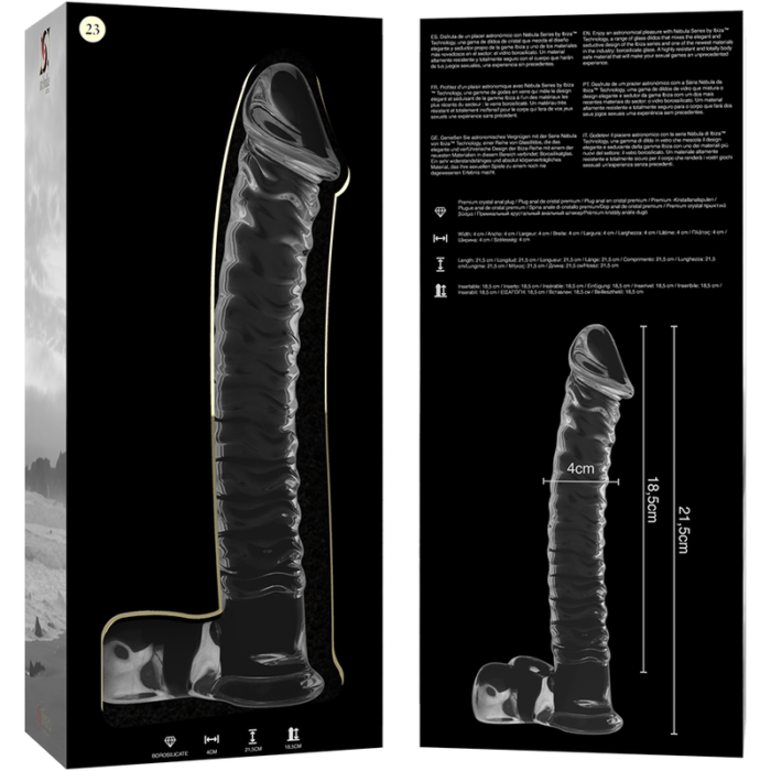 Klaasist dildo MODEL 23 21.5x4 cm (läbipaistev) - Lovex Erootikapood