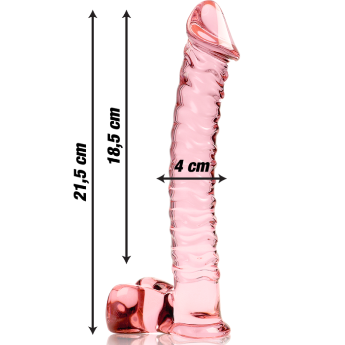 Klaasist dildo MODEL 23 21.5x4 cm (roosa) - Lovex Erootikapood