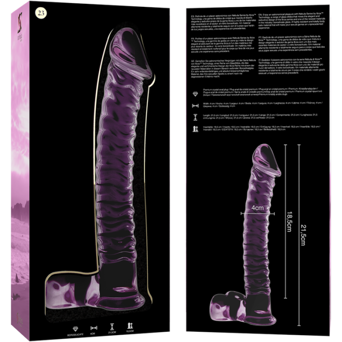 Klaasist dildo MODEL 23 21.5x4 cm (roosa) - Lovex Erootikapood