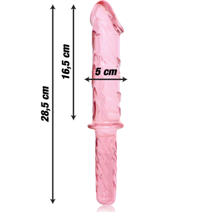 Klaasist dildo MODEL 24 28.5x5 cm (roosa) - Lovex Erootikapood