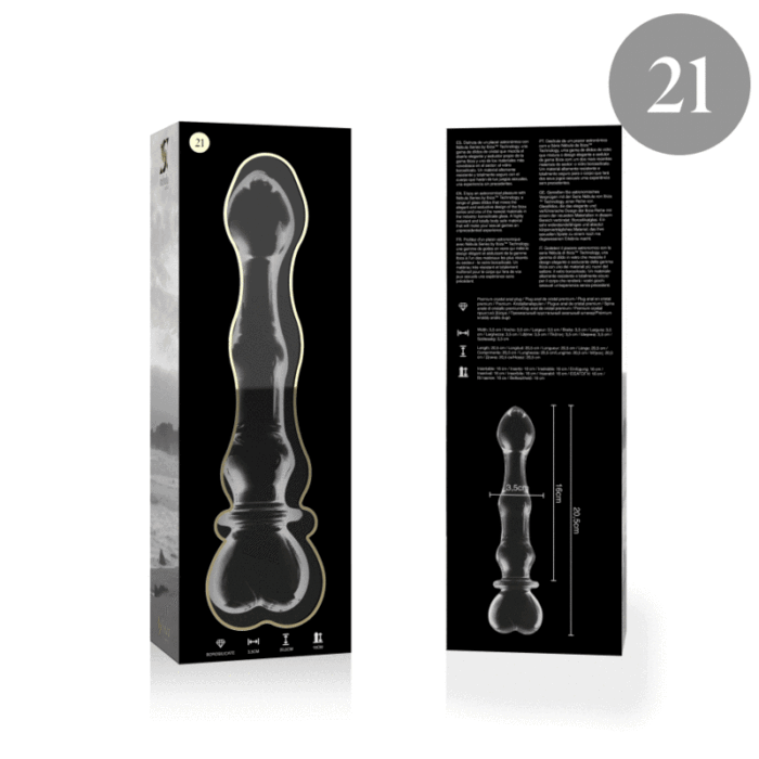 Klaasist dildo MODEL 21 20.5x3.5 cm (läbipaistev) - Lovex Erootikapood