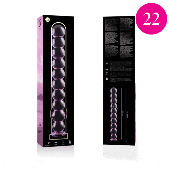 Klaasist dildo MODEL 22 21.5x2.5 cm (roosa) - Lovex Erootikapood