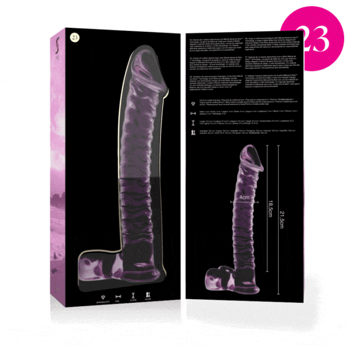 Klaasist dildo MODEL 23 21.5x4 cm (roosa) - Lovex Erootikapood