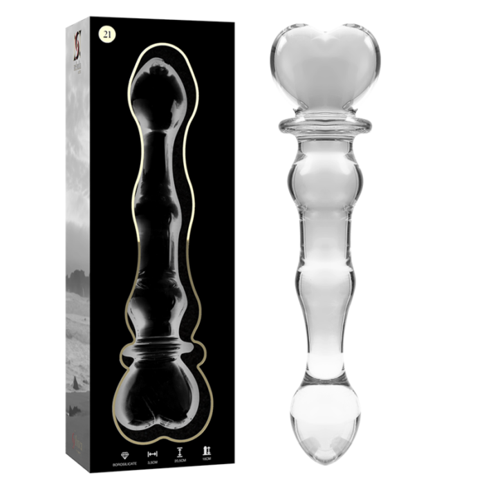 Klaasist dildo MODEL 21 20.5x3.5 cm (läbipaistev) - Lovex Erootikapood