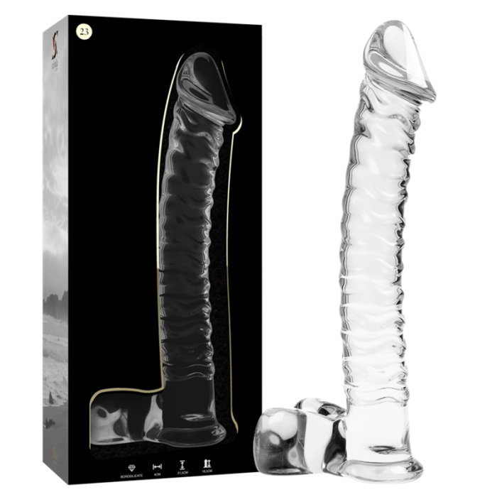 Klaasist dildo MODEL 23 21.5x4 cm (läbipaistev) - Lovex Erootikapood