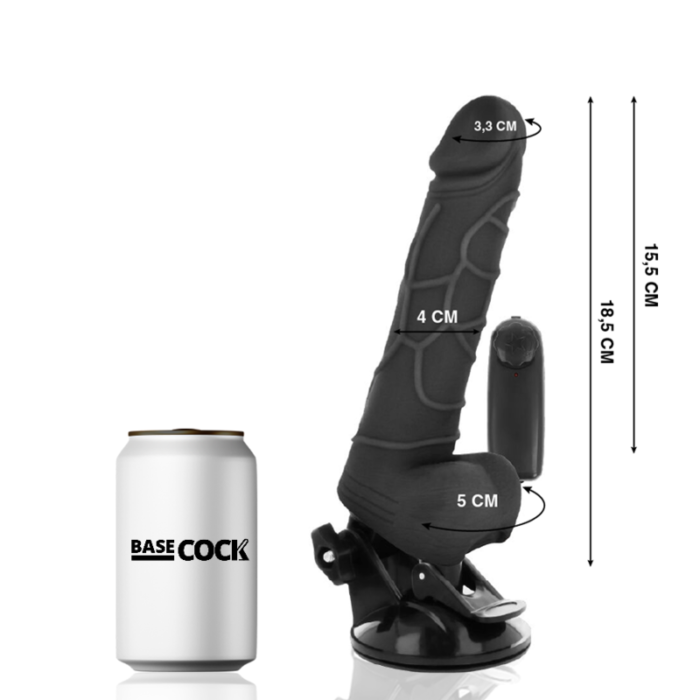 Dildo BASECOCK realistlik+kaugjuhitav 18.5/4cm (must) - Lovex Erootikapood