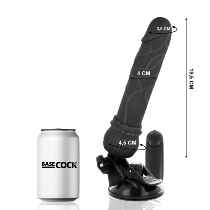 Dildo BASECOCK realistlik+kaugjuhitav 19.5/4cm (must) - Lovex Erootikapood