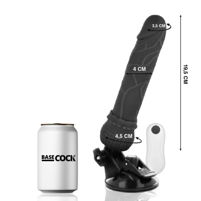 Dildo BASECOCK REALISTIC kaugjuhitav 19.5x4 cm (must) - Lovex Erootikapood