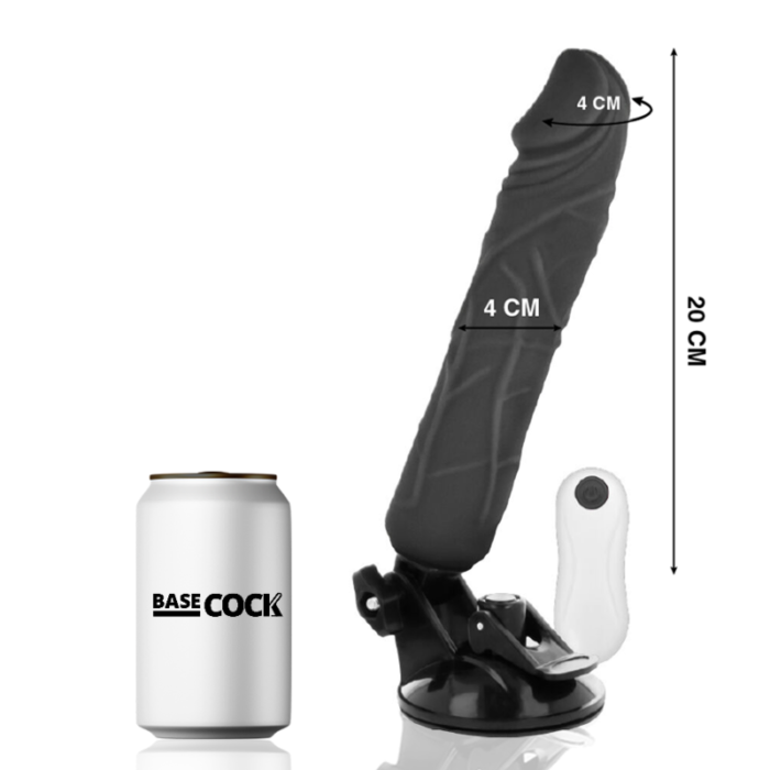 Dildo BASECOCK REALISTIC kaugjuhitav 20x4 cm (must) - Lovex Erootikapood