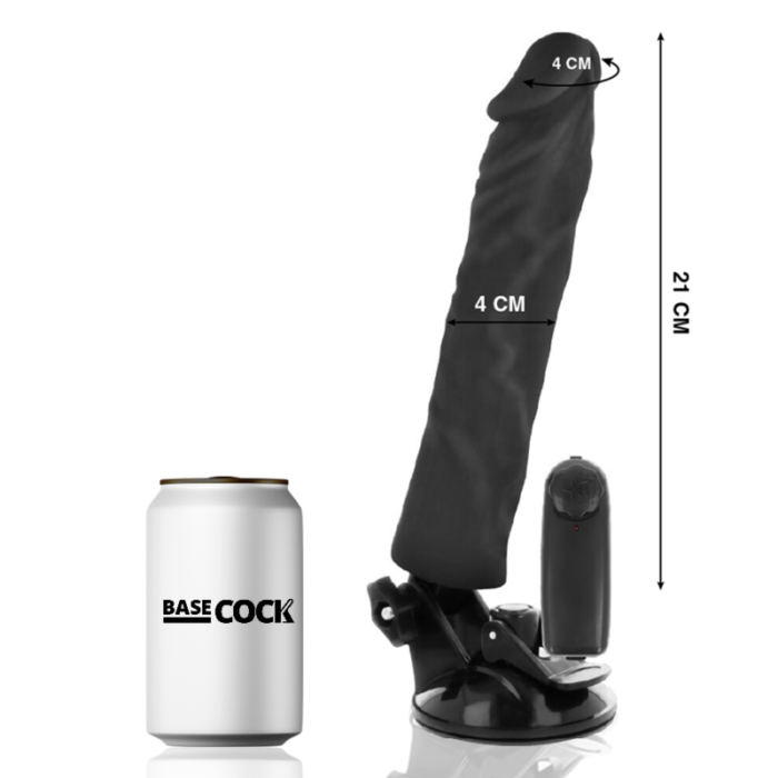 Dildo BASECOCK REALISTIC kaugjuhitav 21x4 cm (must) - Lovex Erootikapood