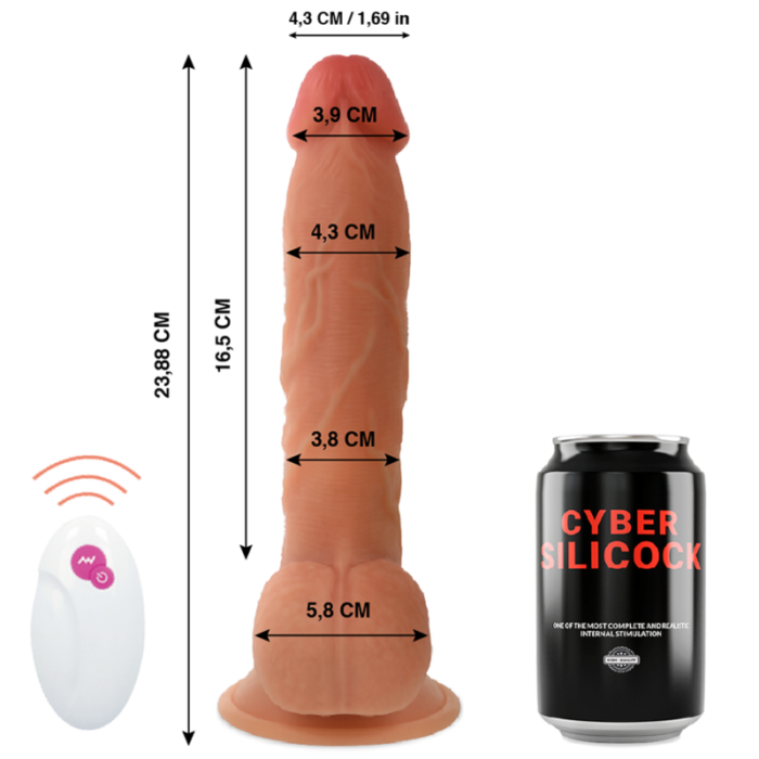 Dildo CYBER SILICOCK kaugjuhitav 23.88x4.3 cm - Lovex Erootikapood